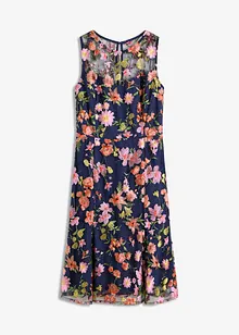 Mellanlång klänning med blombroderi, bonprix