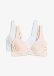 Ovadderad T-shirtbehå med bygel i ekologisk bomull (2-pack), bonprix