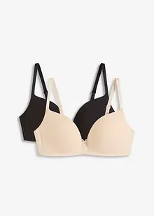Push up-BH utan bygel med bomull (2-pack), bonprix