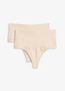 Sömlös stringtrosa med medelhög formande effekt (2-pack), bonprix