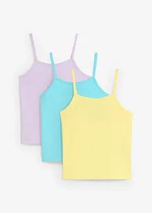 Linne med smala axelband (3-pack) av ren ekologisk bomull, bonprix