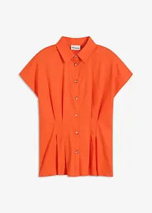 Kortärmad blus av luftig linnemix, bonprix