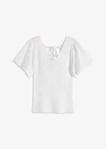 Ribbstickad topp med korta vingärmar, bonprix