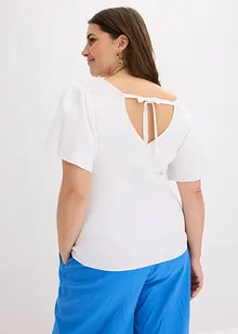 Ribbstickad topp med korta vingärmar, bonprix