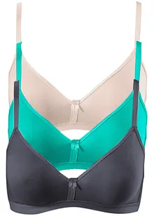 BH utan bygel med ekologisk bomull (3-pack), bonprix