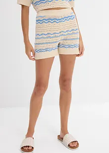 Stickade shorts i luftig bomulls- och linnemix, bonprix