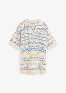 Stickad jumper i luftig mix av bomull och lin, bonprix
