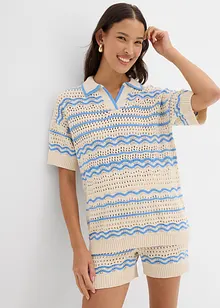 Stickad jumper i luftig mix av bomull och lin, bonprix