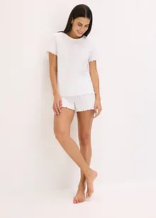 Pyjamas med shorts i pointelle-jersey, bonprix