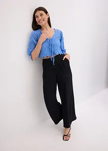 Blus med hålbroderi och puffärmar, bonprix