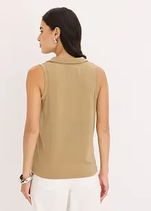 Ärmlös topp med tenniskrage, viskospiké, bonprix