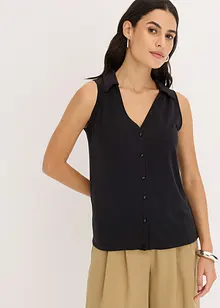 Ärmlös topp med tenniskrage, viskospiké, bonprix