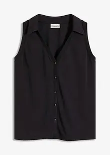 Ärmlös topp med tenniskrage, viskospiké, bonprix