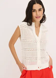 Hålmönstrad cardigan med kort ärm, bonprix