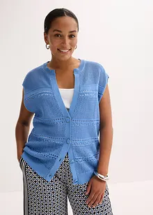 Hålmönstrad cardigan med kort ärm, bonprix