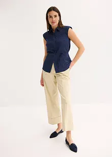 Satinblus med knytband, bonprix