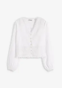 Blus med virkad infällning och fransar, bonprix