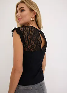 Ärmlös topp med spets, bonprix