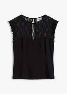 Ärmlös topp med spets, bonprix