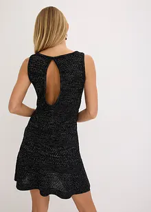 Stickad klänning med virkad look, bonprix
