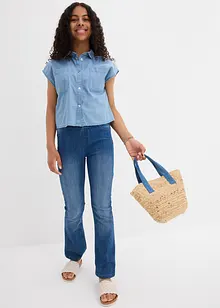 Jeansblus för barn i följsam bomull, bonprix