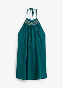 Krinklad klänning med struktur och smala axelband, bonprix