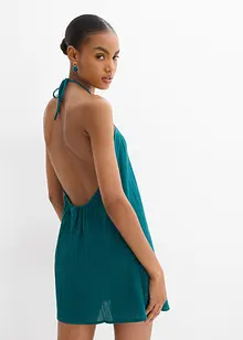 Krinklad klänning med struktur och smala axelband, bonprix