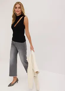 Stickad ärmlös topp med cut-out, bonprix