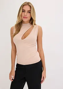 Stickad ärmlös topp med cut-out, bonprix