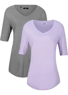 Lång topp i mjuk viskos (2-pack), bonprix