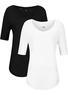 Lång topp i mjuk viskos (2-pack), bonprix