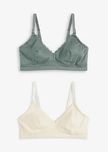 Amningsbehå utan bygel, med ekologisk bomull (2-pack), bonprix
