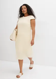 Mellanlång klänning med stickad look, bonprix