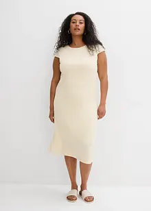 Mellanlång klänning med stickad look, bonprix