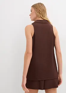 Ärmlös topp i kräppat material med struktur, bonprix