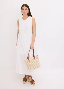 Maxiklänning i bomull med rynk, bonprix
