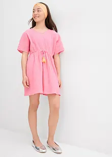 Kaftanklänning för barn i krinklat material med struktur, bonprix