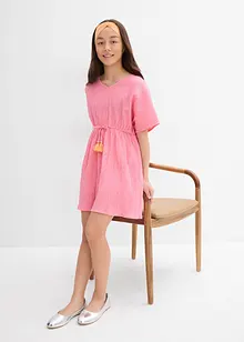 Kaftanklänning för barn i krinklat material med struktur, bonprix