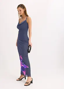 Klänning med axelband, av fintrådig mesh, bonprix