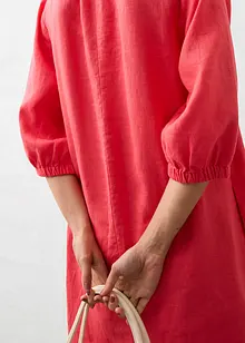 Kort linneklänning med 3/4-ärmar, bonprix