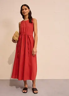 Vävd maxiklänning med linneandel, bonprix