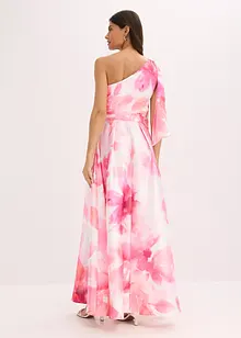 One shoulder-klänning i glänsande satin, bonprix