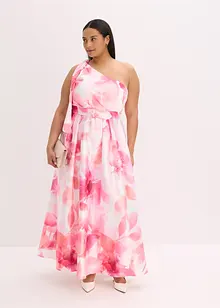 One shoulder-klänning i glänsande satin, bonprix