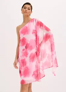 One shoulder-klänning i fintrådig chiffong, bonprix