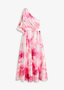 One shoulder-klänning i glänsande satin, bonprix