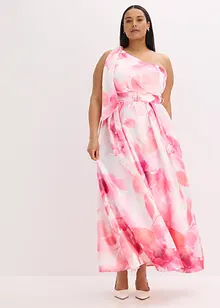 One shoulder-klänning i glänsande satin, bonprix