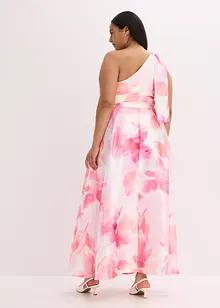 One shoulder-klänning i glänsande satin, bonprix