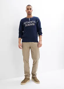 Finstickad tröja med tryck i ren bomull, bonprix