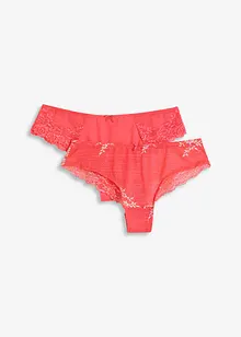 Braziliantrosa med flerfärgad spets (2-pack), bonprix