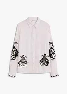 Blus med broderi av mjuk viskosmix, bonprix